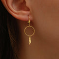 Feather Earrings | 14K Solid Gold - Mionza Jewelry-charm earrings, Dainty Gold Earrings, Dangle drop earrings, Dangle Earrings, Dangling Earrings, Feather Earrings, Geometric Earrings, Gold Drop Earrings, Gold Earrings, Hoop Earring, Hoop Earrings, Leverback Earrings, minimalist jewelry