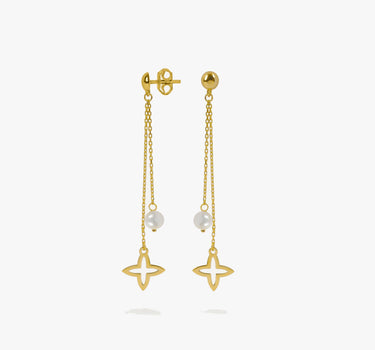 Flower Stud Dangle Earrings | 14K Solid Gold Mionza