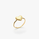 Fluted Sunburst Heart Ring | 14K Solid Gold