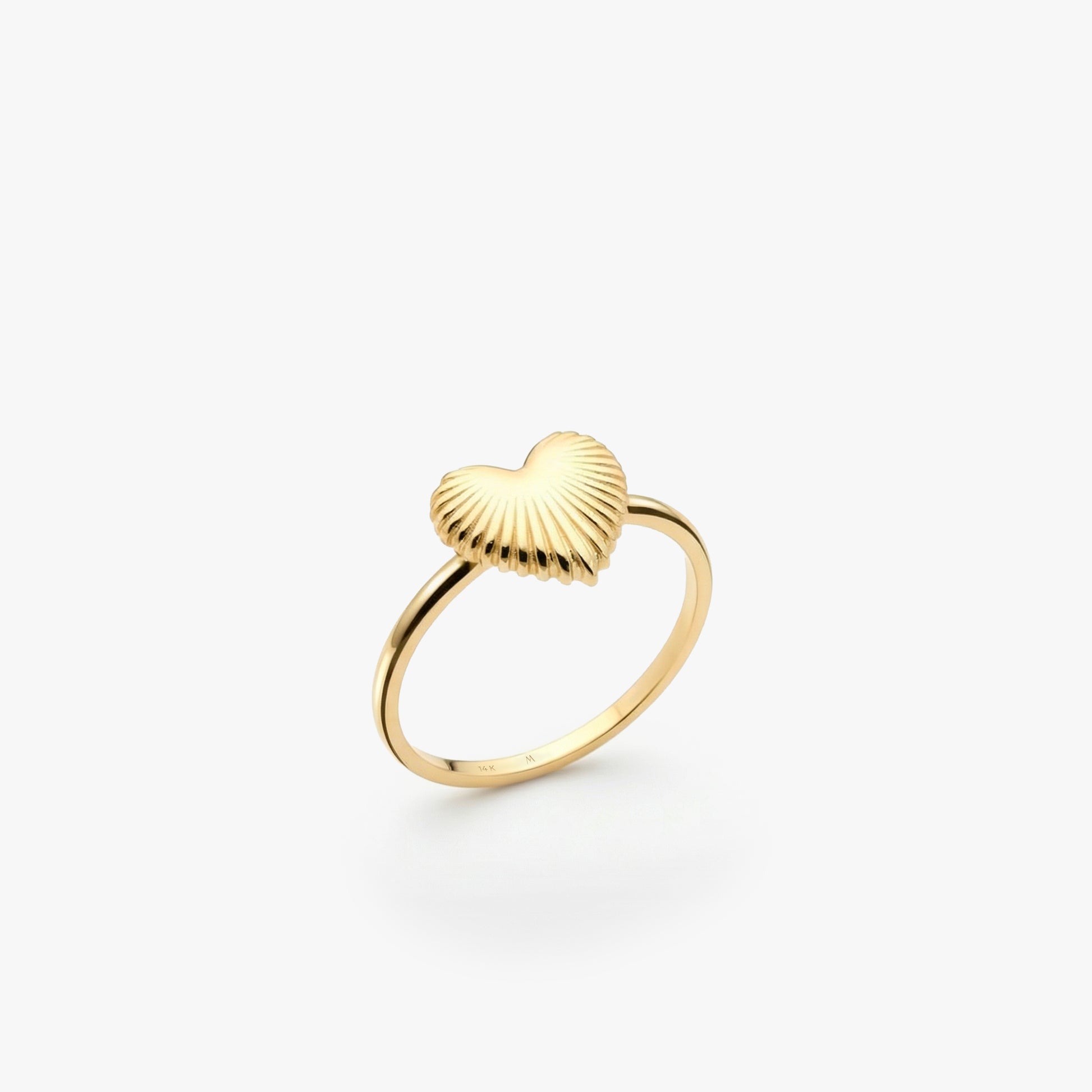 Fluted Sunburst Heart Ring | 14K Solid Gold
