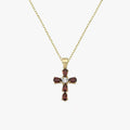 Garnet Cross Necklace | 14K Solid Gold - Mionza Jewelry-birthstone necklace, catholic gifts, Catholic Jewelry, Catholic Necklace, Cross Necklace, Garnet Necklace, gemstone necklace, Gift for Mom, red necklace, Religious Necklace, ruby jewelry, ruby necklace, ruby pendant