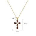 Garnet Cross Necklace | 14K Solid Gold - Mionza Jewelry-birthstone necklace, catholic gifts, Catholic Jewelry, Catholic Necklace, Cross Necklace, Garnet Necklace, gemstone necklace, Gift for Mom, red necklace, Religious Necklace, ruby jewelry, ruby necklace, ruby pendant