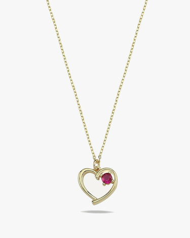Garnet Red Heart Necklace | 14K Solid Gold - Mionza Jewelry-garnet choker, garnet necklace, garnet pendant, gift for wife, gift for women, gifts for her, Gold Heart Necklace, gold heart pendant, heart jewelry, heart necklace, love necklace, red garnet necklace, red heart necklace