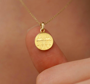 Gemini Zodiac Necklace | 14K Solid Gold