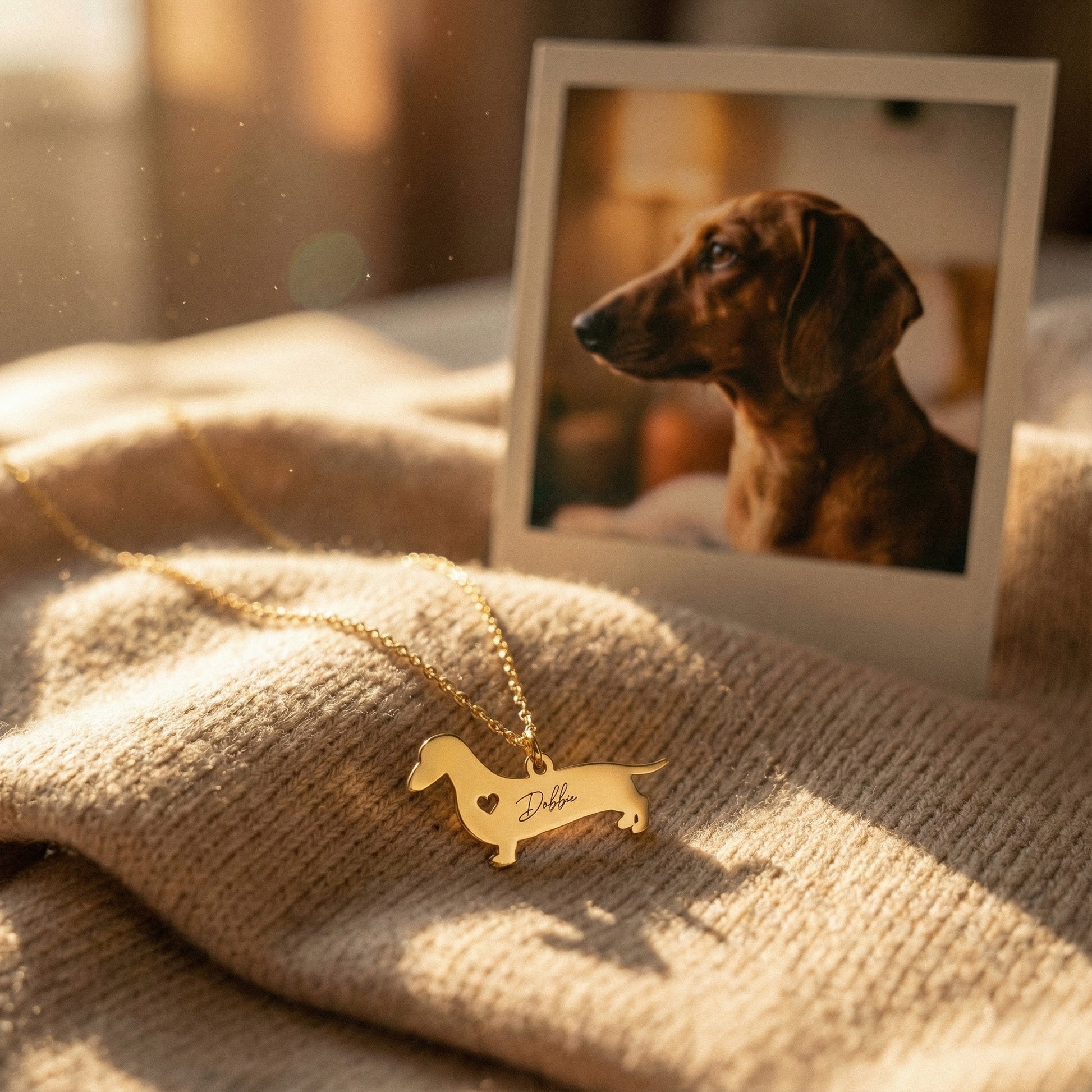 Dog Memorial Necklace | 14K Solid Gold