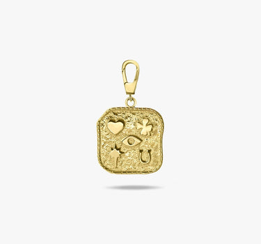 Good Luck Necklace | 14K Solid Gold - Mionza Jewelry-christmas gift, clover earrings, clover necklace, evil eye charm, gold charm, good luck charm, heart charm, horseshoe necklace, lucky charm, north star necklace, push in clasp, square necklace
