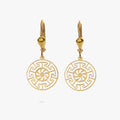 Greek Key Leverback Earrings | 14K Solid Gold - Mionza Jewelry-14K gold earrings, 14K Solid Gold, ancient greek, dangle earrings, earlobe earrings, geometric jewelry, gold dangle earring, gold hoop earrings, greek earrings, Greek Key Earrings, leverback earrings, medallion earrings, minimalist earrings
