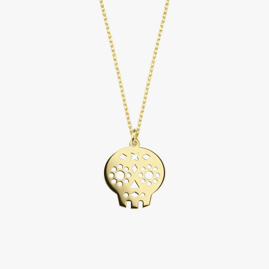 Halloween Skull Necklace | 14K Solid Gold