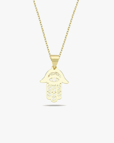 Hamsa Hand Necklace | 14K Solid Gold - Mionza Jewelry-evil eye hamsa, evil eye necklace, fatima hand necklace, gift for women, gold hamsa necklace, gold hamsa pendant, hamsa hand, hamsa hand necklace, hamsa jewelry, hamsa necklace, hamsa necklace gold, hamsa pendant, protection necklace