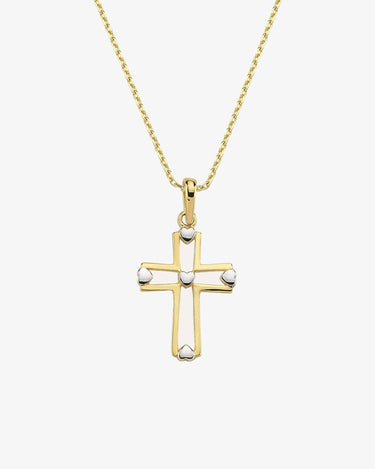 Heart Cross Necklace | 14K Solid Gold Mionza