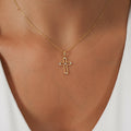 Heart Cross Necklace | 14K Solid Gold - Mionza Jewelry-14k cross necklace, christmas gift, cross necklace gold, cross necklace women, dainty cross pendant, faith necklace, gift for her, gift for mom, gold cross necklace, gold cross pendant, rose gold cross, side cross necklace, solid gold cross, tiny cross necklace