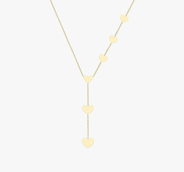 Heart Lariat Necklace | 14K Solid Gold - Mionza Jewelry-21st birthday gift, 6th anniversary gift, gift for her, gold heart necklace, gold lariat necklace, heart jewelry, heart necklace, heart y necklace, lariat necklace, layering necklace, love necklace, small heart necklace, y necklace