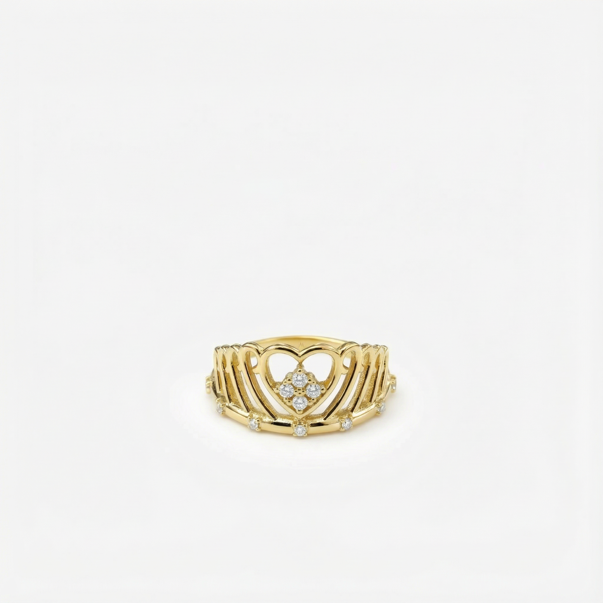 Heart Crown Ring | 14K Solid Gold