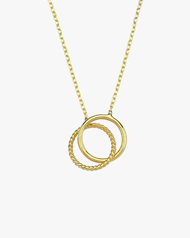 Interlocking Circle Necklace | 14K Solid Gold - Mionza Jewelry-disc necklace, eternity necklace, friendship necklace, gift for her, gift for lover, gift for wife, gift for women, gold bridal necklace, gold circle necklace, gold open circle necklace, infinity necklace, interlocking circle, open circle necklace