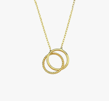 Interlocking Circle Necklace | 14K Solid Gold - Mionza Jewelry-disc necklace, eternity necklace, friendship necklace, gift for her, gift for lover, gift for wife, gift for women, gold bridal necklace, gold circle necklace, gold open circle necklace, infinity necklace, interlocking circle, open circle necklace