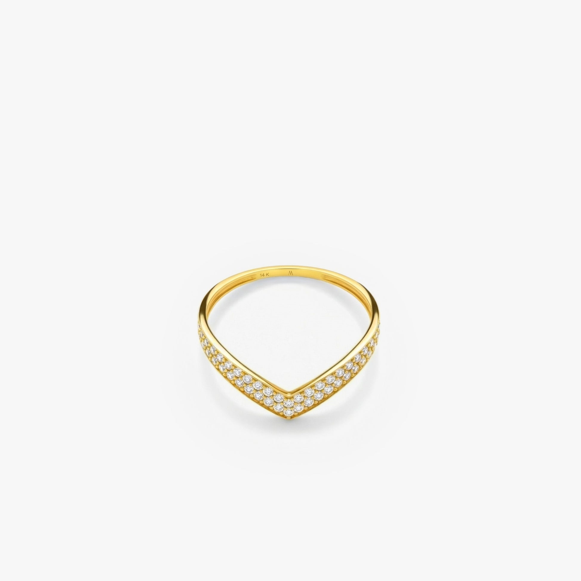 Pave Chevron Ring | 14K Solid Gold