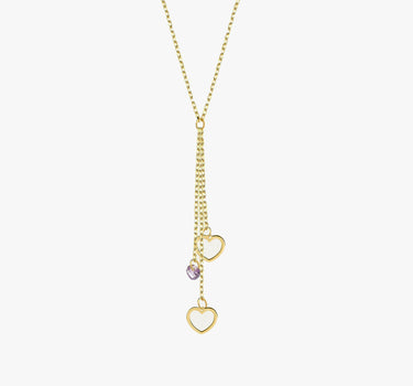 Lariat Heart Necklace | 14K Solid Gold Mionza