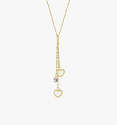 Lariat Heart Necklace | 14K Solid Gold - Mionza Jewelry-14k gold necklace, amethyst necklace, Bridal Y Necklace, gift for her, gift for women, gifts for women, gold necklace, Gold Y Necklace, Purple Stone Pendant, Y necklace