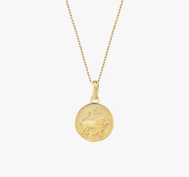 Leo Zodiac Necklace | 14K Solid Gold - Mionza Jewelry-aries necklace, astrology necklace, Birthday Gift, custom necklace, gift for bestfriend, gold leo necklace, leo gifts, leo zodiac necklace, scorpio necklace, zodiac coin necklace, zodiac jewelry, zodiac necklace, zodiac sign necklace