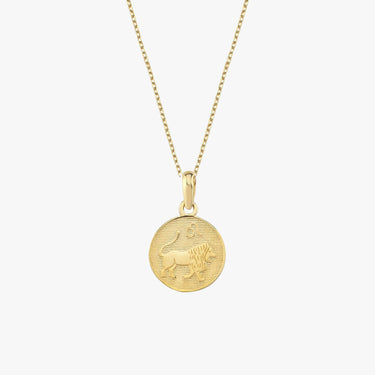 Leo Zodiac Necklace | 14K Solid Gold - Mionza Jewelry-aries necklace, astrology necklace, Birthday Gift, custom necklace, gift for bestfriend, gold leo necklace, leo gifts, leo zodiac necklace, scorpio necklace, zodiac coin necklace, zodiac jewelry, zodiac necklace, zodiac sign necklace