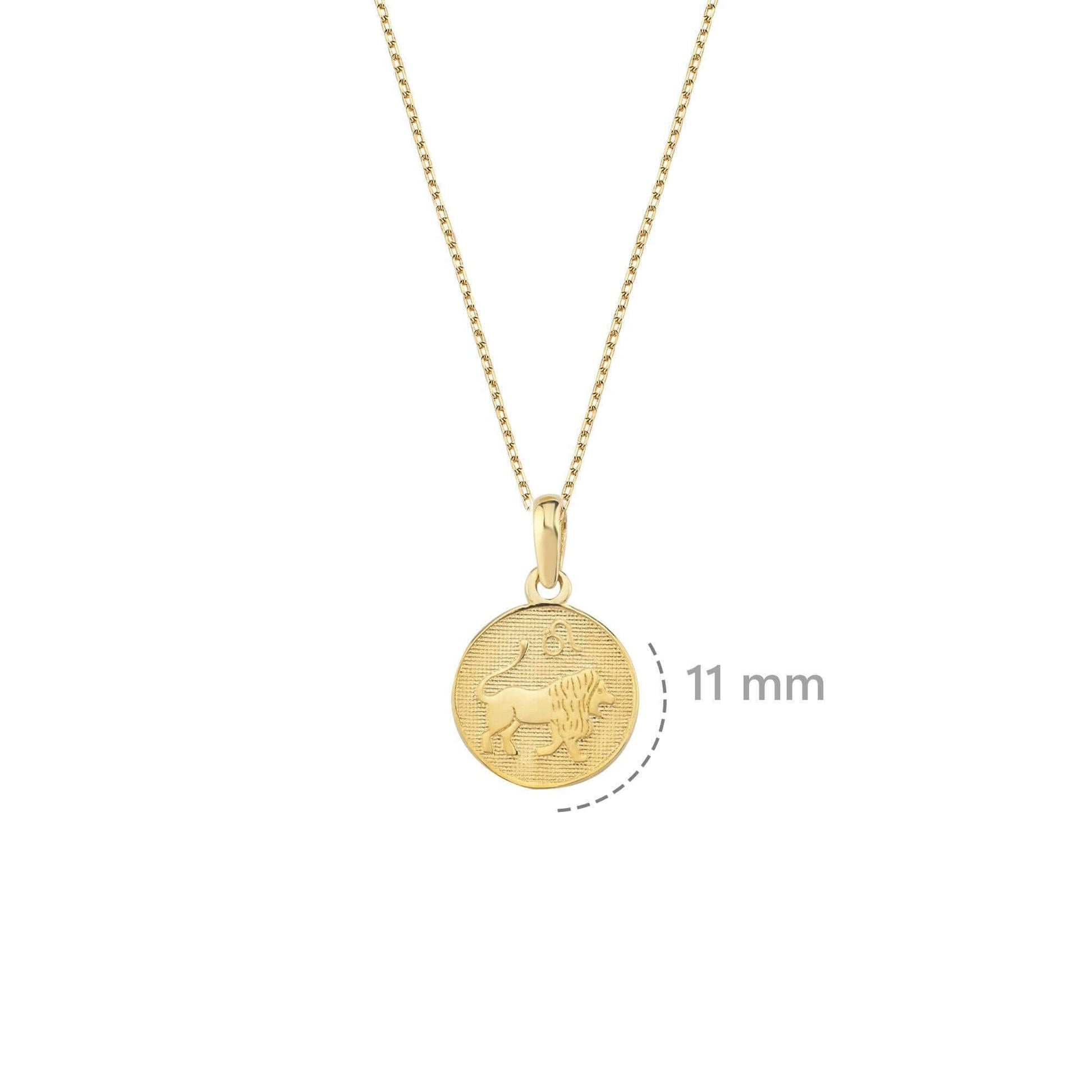 Leo Zodiac Necklace | 14K Solid Gold - Mionza Jewelry-aries necklace, astrology necklace, Birthday Gift, custom necklace, gift for bestfriend, gold leo necklace, leo gifts, leo zodiac necklace, scorpio necklace, zodiac coin necklace, zodiac jewelry, zodiac necklace, zodiac sign necklace