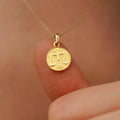 Libra Zodiac Necklace | 14K Solid Gold - Mionza Jewelry-16th birthday gift, astrology necklace, birthday gift, coin necklace, custom jewelry, gift for bestfriend, gold disc necklace, libra gifts, libra necklace, libra zodiac, taurus necklace, zodiac jewelry, zodiac necklace