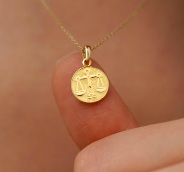 Libra Zodiac Necklace | 14K Solid Gold