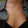 Libra Zodiac Necklace | 14K Solid Gold - Mionza Jewelry-16th birthday gift, astrology necklace, birthday gift, coin necklace, custom jewelry, gift for bestfriend, gold disc necklace, libra gifts, libra necklace, libra zodiac, taurus necklace, zodiac jewelry, zodiac necklace