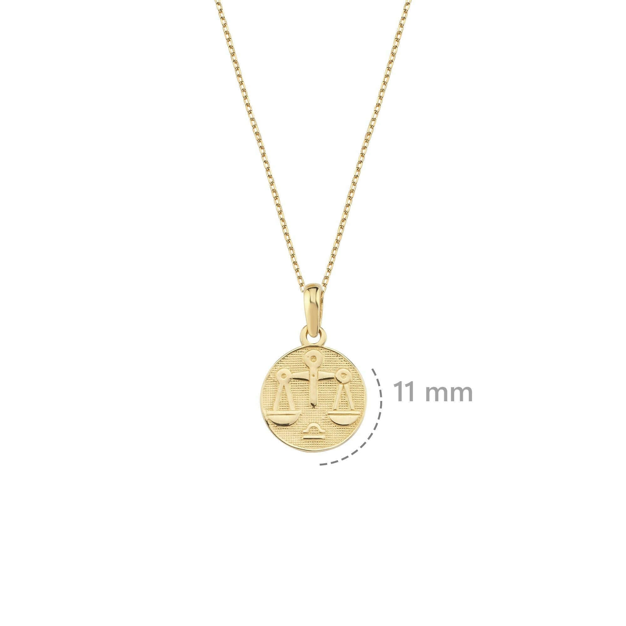 Libra Zodiac Necklace | 14K Solid Gold - Mionza Jewelry-16th birthday gift, astrology necklace, birthday gift, coin necklace, custom jewelry, gift for bestfriend, gold disc necklace, libra gifts, libra necklace, libra zodiac, taurus necklace, zodiac jewelry, zodiac necklace