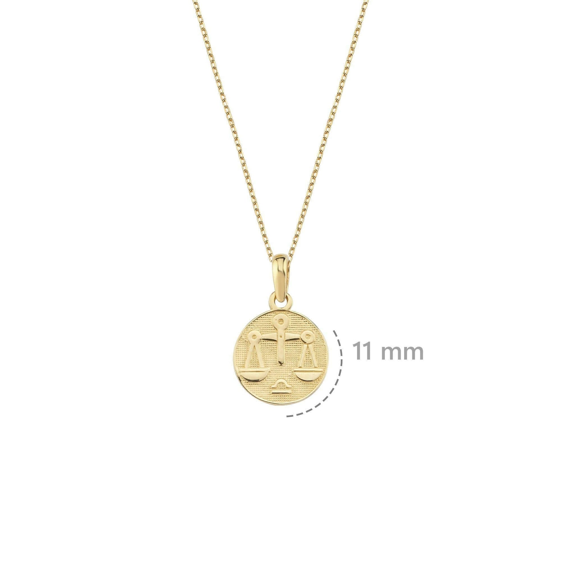 Libra Zodiac Necklace | 14K Solid Gold - Mionza Jewelry-16th birthday gift, astrology necklace, birthday gift, coin necklace, custom jewelry, gift for bestfriend, gold disc necklace, libra gifts, libra necklace, libra zodiac, taurus necklace, zodiac jewelry, zodiac necklace