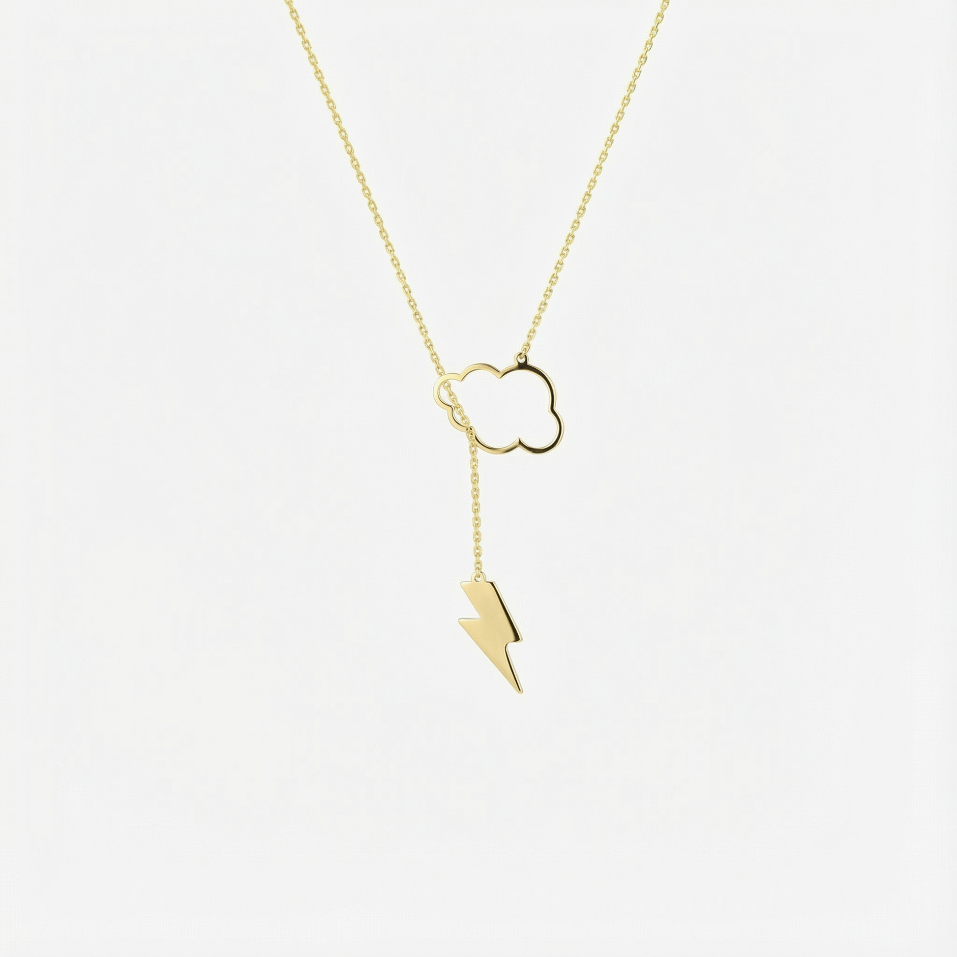 Lightning Cloud Necklace | 14K Solid Gold