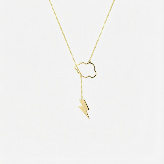 Lightning Cloud Necklace | 14K Solid Gold