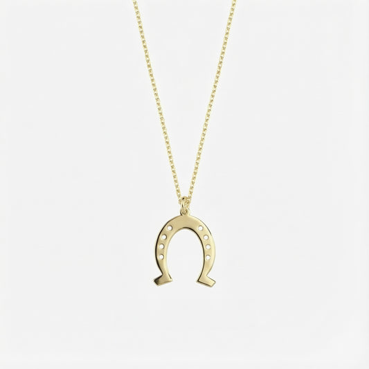 Lucky Horseshoe Necklace | 14K Solid Gold