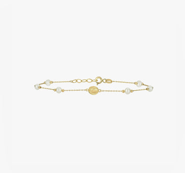 Miraculous Medal Bracelet with Real Pearl | 14K Solid Gold Mionza