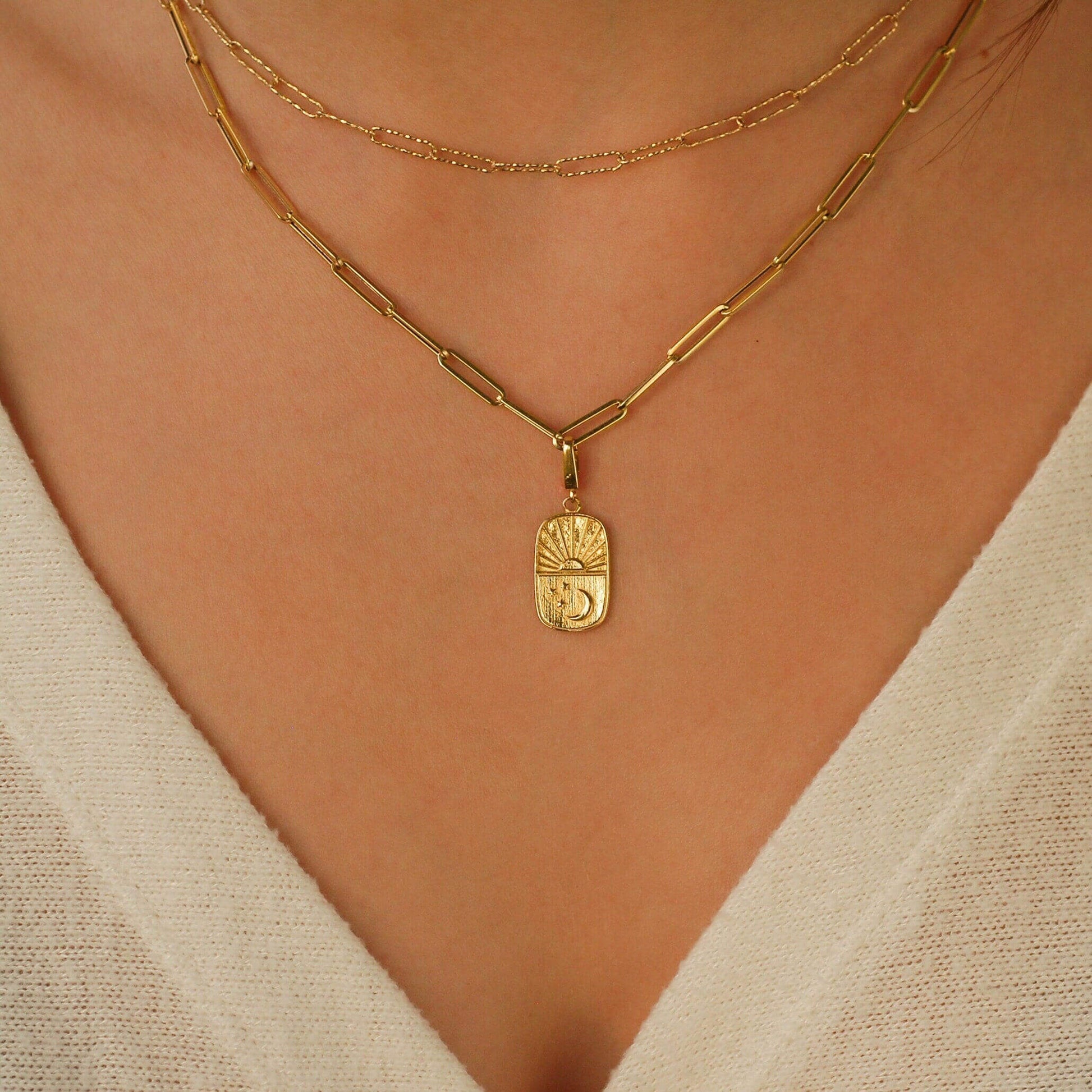 Moon and Star Charm | 14K Solid Gold - Mionza Jewelry-celestial jewelry, celestial necklace, charm earrings, christmas gift, crescent moon charm, geometric necklace, gold charm, gold charm bracelet, gold sun charm, gold sun necklace, square necklace, star charms, sun pendant