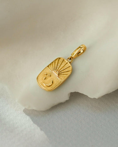 Moon and Star Charm | 14K Solid Gold - Mionza Jewelry-celestial jewelry, celestial necklace, charm earrings, christmas gift, crescent moon charm, geometric necklace, gold charm, gold charm bracelet, gold sun charm, gold sun necklace, square necklace, star charms, sun pendant