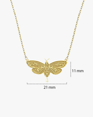 Moth Necklace | 14K Solid Gold - Mionza Jewelry-bug jewelry, halloween gifts, halloween jewelry, halloween necklace, luna moth jewelry, luna moth necklace, moth earrings, moth jewelry, moth necklace, moth wings necklace, silver goth necklace, silver moth jewelry, silver moth necklace