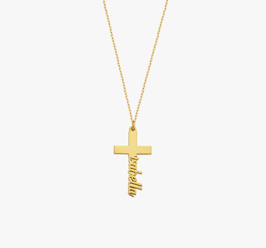 Cross Name Necklace | 14K Solid Gold - Mionza Jewelry-Baby Girl Cross, Baptism Gift for Her, Christian Necklace, Confirmation Gift, Cross Name Necklace, cross necklace, Cross Necklace Gold, Gift Cross Necklace, gift for bestfriend, Gift for Her, Name Cross Necklace, name necklace, Tiny Cross Necklace