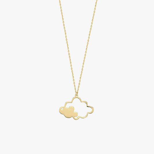 Cloud Pendant Necklace | 14K Solid Gold - Mionza Jewelry-2nd anniversary gift, best friend birthday, cloud jewelry, cloud necklace, cloud necklace gold, cloud pendant, funny necklace, gift for her, rain cloud necklace, rain necklace, summer jewelry, summer necklace, travel necklace