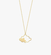 Cloud Pendant Necklace | 14K Solid Gold - Mionza Jewelry-2nd anniversary gift, best friend birthday, cloud jewelry, cloud necklace, cloud necklace gold, cloud pendant, funny necklace, gift for her, rain cloud necklace, rain necklace, summer jewelry, summer necklace, travel necklace