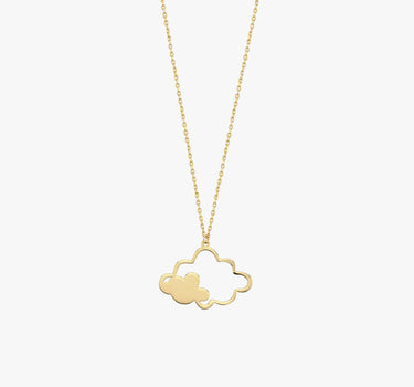 Cloud Pendant Necklace | 14K Solid Gold - Mionza Jewelry-2nd anniversary gift, best friend birthday, cloud jewelry, cloud necklace, cloud necklace gold, cloud pendant, funny necklace, gift for her, rain cloud necklace, rain necklace, summer jewelry, summer necklace, travel necklace