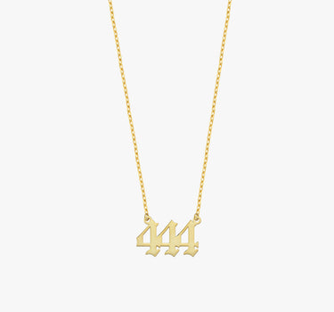 444 Angel Number Necklace | 14K Solid Gold - Mionza Jewelry-555 necklace, 888 necklace, Angel Necklace, Angel Pendant, Angel Wings, Angelita necklace, Baby Angel Necklace, gold number necklace, Good Luck Charm, Guardian Angel, number necklace, protection necklace, Remembrance Necklace