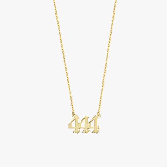 444 Angel Number Necklace | 14K Solid Gold - Mionza Jewelry-555 necklace, 888 necklace, Angel Necklace, Angel Pendant, Angel Wings, Angelita necklace, Baby Angel Necklace, gold number necklace, Good Luck Charm, Guardian Angel, number necklace, protection necklace, Remembrance Necklace