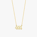 444 Angel Number Necklace | 14K Solid Gold - Mionza Jewelry-555 necklace, 888 necklace, Angel Necklace, Angel Pendant, Angel Wings, Angelita necklace, Baby Angel Necklace, gold number necklace, Good Luck Charm, Guardian Angel, number necklace, protection necklace, Remembrance Necklace