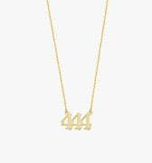 444 Angel Number Necklace | 14K Solid Gold - Mionza Jewelry-555 necklace, 888 necklace, Angel Necklace, Angel Pendant, Angel Wings, Angelita necklace, Baby Angel Necklace, gold number necklace, Good Luck Charm, Guardian Angel, number necklace, protection necklace, Remembrance Necklace