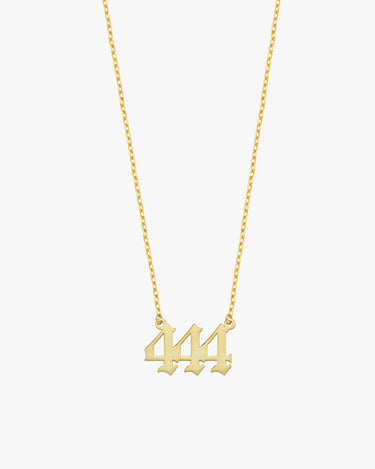 444 Angel Number Necklace | 14K Solid Gold - Mionza Jewelry-111 necklace, 444 angel number, 444 necklace, 444 necklace gold, anniversary gift, custom necklace, gift for mom, gift for women, gold number necklace, lucky necklace, number necklace, protection necklace, year necklace