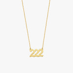 222 Angel Number Necklace | 14K Solid Gold or Gold Plated Silver - Mionza Jewelry-222 necklace, 222 necklace gold, 777 necklace, angel numbers, custom necklace, date necklace, gift for birthday, gift for mom, gold number necklace, lucky necklace, mothers day gift, number necklace, personalized jewelry