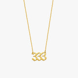 333 Angel Number Necklace | 14K Solid Gold - Mionza Jewelry-333 necklace, 444 angel number, angel numbers, birthday gift, gift for her, gift for mom, gold 333 necklace, gold number necklace, lucky necklace, mothers day gift, number necklace, personalized gift, protection necklace