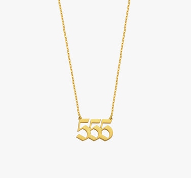 555 Angel Number Necklace | 14K Solid Gold - Mionza Jewelry-555 necklace, angel number jewelry, custom necklace, date necklace, gift for birthday, gold 555 necklace, gold custom necklace, gold number necklace, lucky necklace, mothers day gift, number jewelry, number necklace, personalized gift