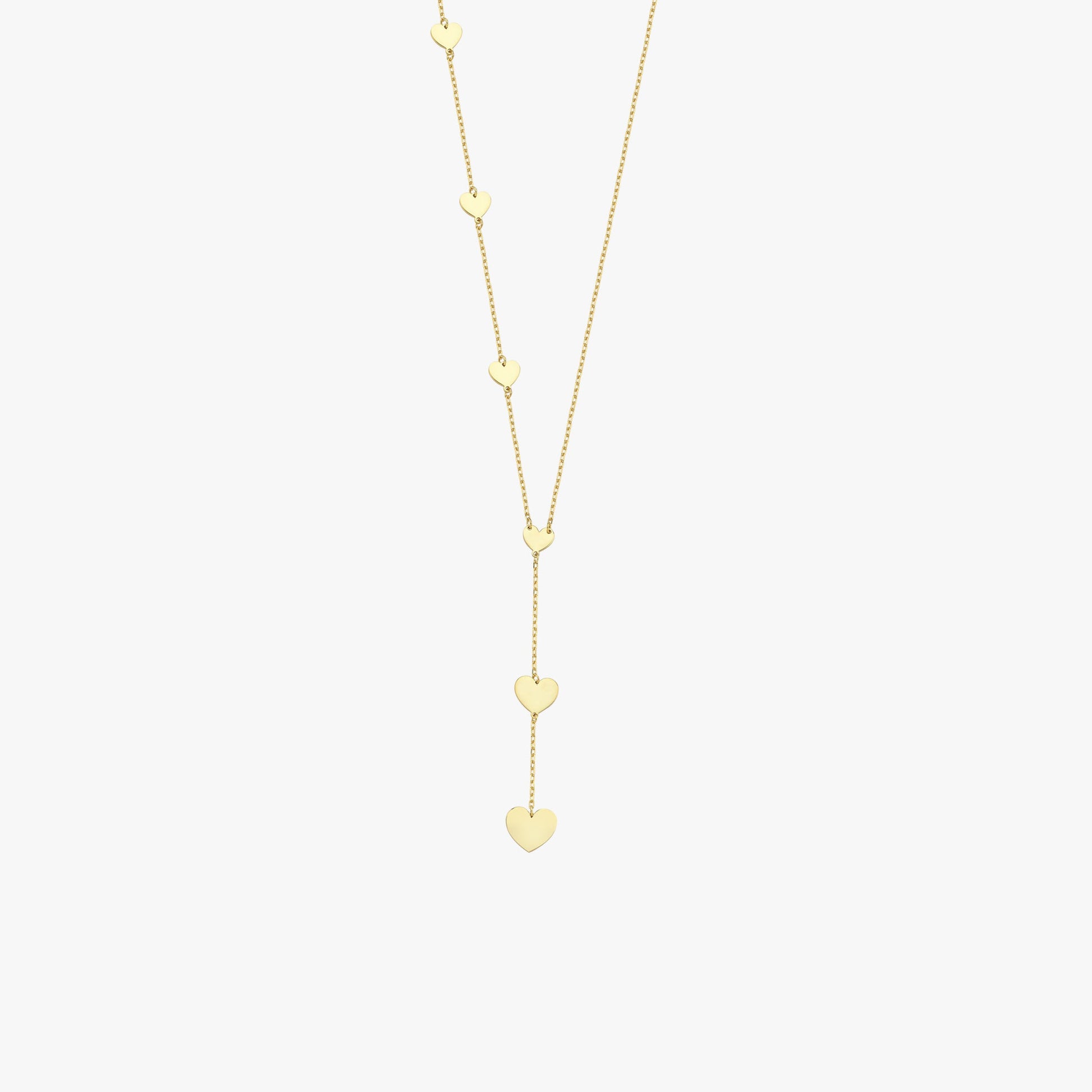 Heart Lariat Necklace | 14K Solid Gold - Mionza Jewelry-21st birthday gift, 6th anniversary gift, gift for her, gold heart necklace, gold lariat necklace, heart jewelry, heart necklace, heart y necklace, lariat necklace, layering necklace, love necklace, small heart necklace, y necklace